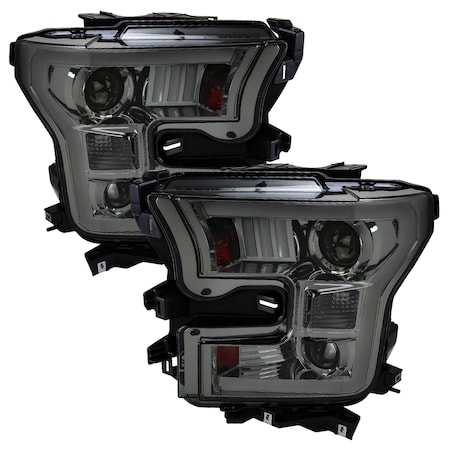 Spec-D Tuning Ford F150 Led Projector Headlights - Smoked Lens 2015-2017 2LHP-F15015G-RS